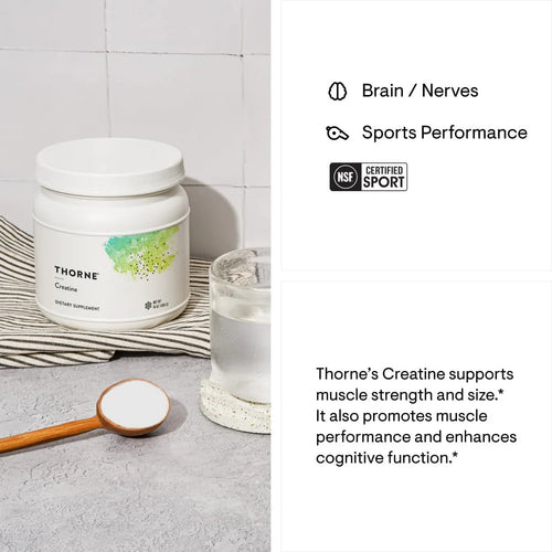 THORNE Creatine - Micronized Creatine Monohydrate Powder - Support for Muscles & Cognitive Function* - for Women & Men - Unflavored - NSF Certified for Sport - 5 G per Serving - 90 Servings